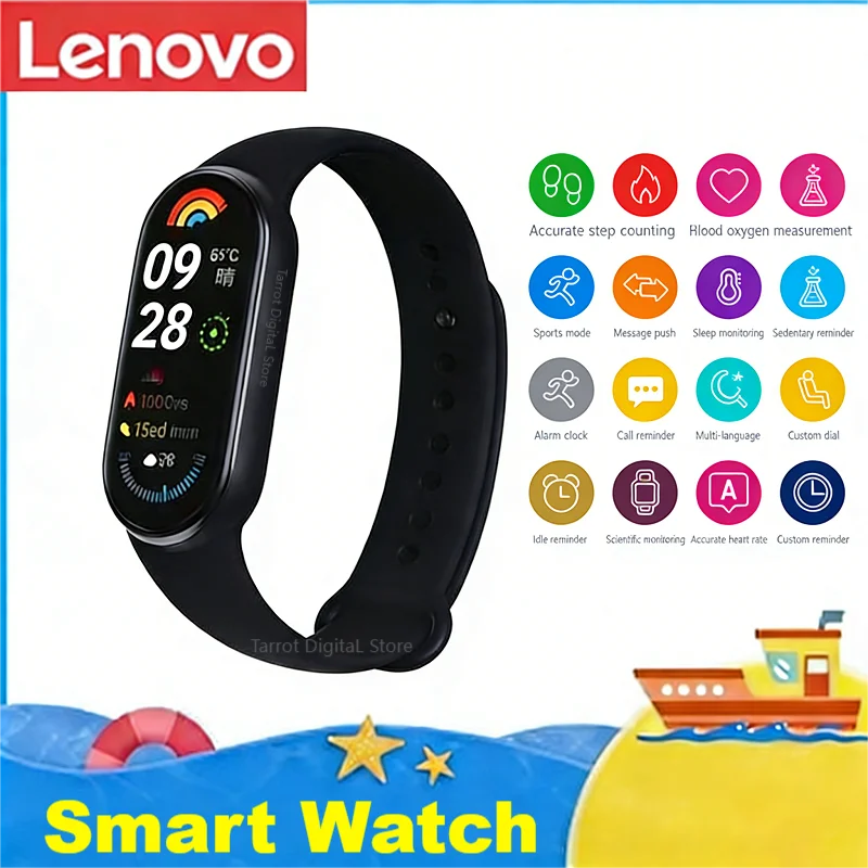 Lenovo Smart Watch 1.62 Display Sport Fitness Tracker Cardiofrequenzimetro Contapassi Promemoria messaggi Impermeabile per uomini e donne
