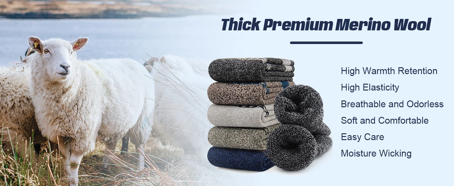 5 Pairs Merino Wool Socks