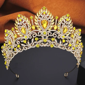 Corona da spettacolo della regina reale Grande diadema Sposa Tiara Corone per le donne Festa nuziale Corona Abito per capelli Accessori per gioielli
