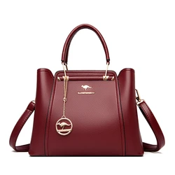 Luxurious Soft Leather Women's Handbag - Designer Shoulder Crossbody Tote with Large Capacity (Burgundy)
