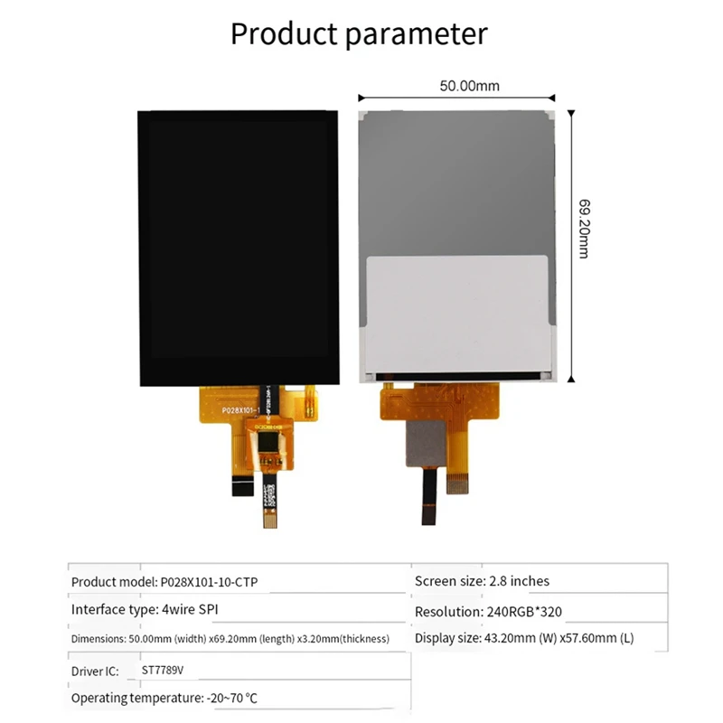 TFT LCD 컬러 디스플레이 스크린, SPI 직렬 포트, ST7789V, 240 320 정전식 터치, 2.8 인치