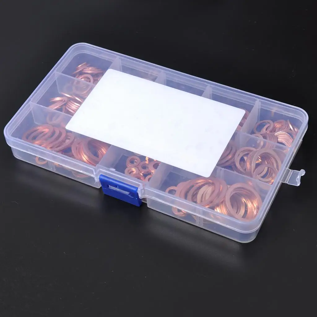 280pcs Copper Washer Gaskets Assortment Kits Flat for Oil Brake