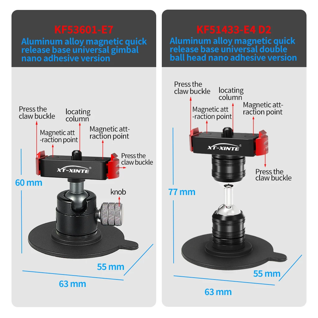 Action-Kamera, Magnetfuß, Saugnapfhalterung mit Magic Arm, Doppelkugelkopf für GoPro 13 – Detail 25