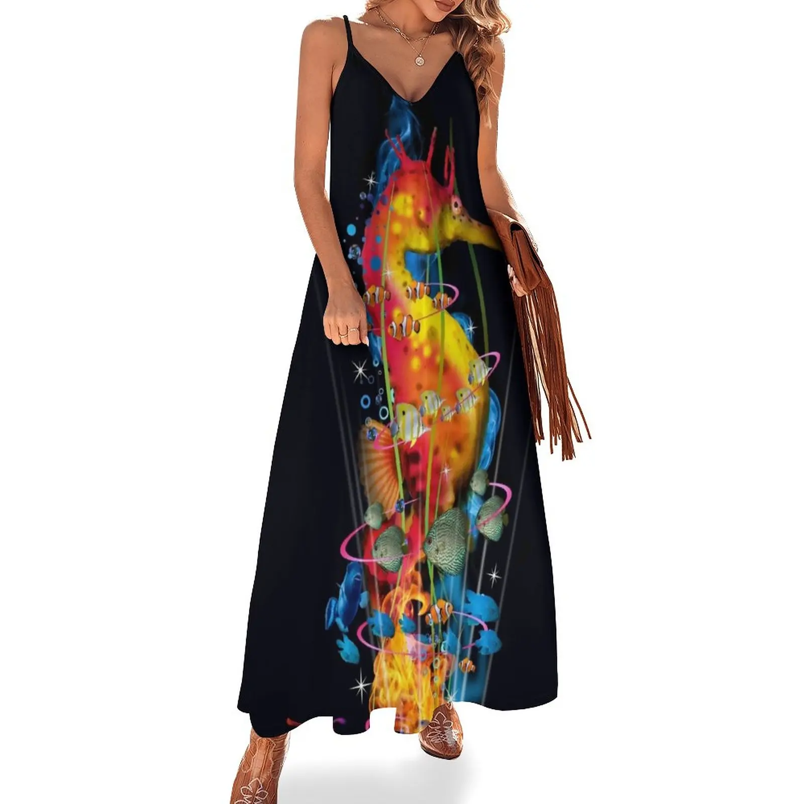 

Electric Seahorse rising Sleeveless Dress evening dress party dresses women