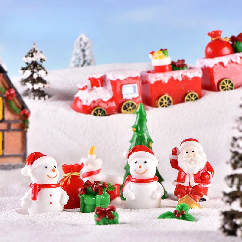 

Resin Decoration New Christmas Claus Snowman Small Gift Train Box Christmas Socks Bells with Holiday Ornaments Furnishing