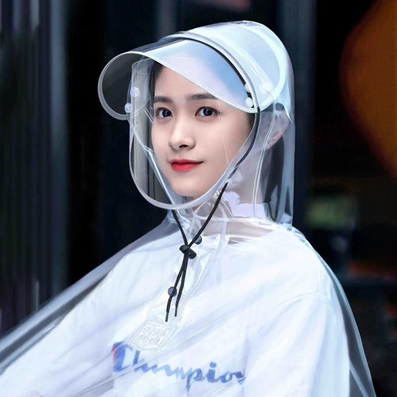 Cycling Rain Coat Jacket Capes Rain Poncho Hooded Mobility Scooter Cover Motorcycle Transparent Long Full Body Waterproof