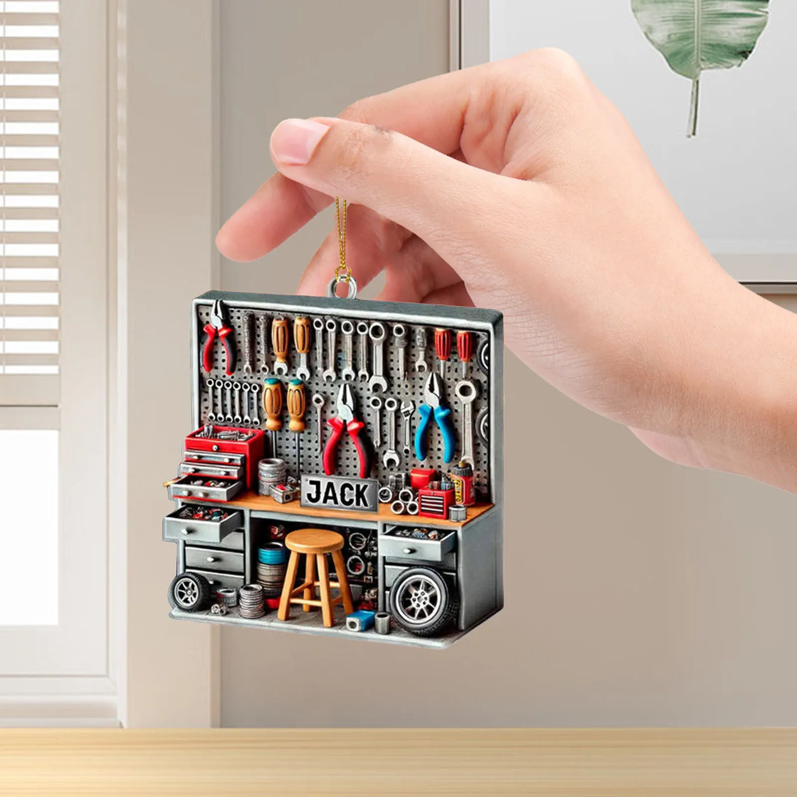 Hanging Gnomes 2D Mechanical Toolbox Flat Acrylic Trim Tools Garage Ornament Polonaise Ornament Set Creative Pendant Key Chain 5