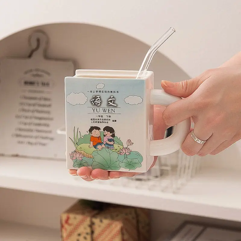 

Креативный мультяшный керамический учебник для начальной школы, кружка для математики, китайский учебник, кружка, Забавная детская офисная чашка, Подарочная чашка для студентов