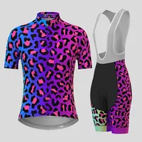 Women's Cycling Clothing Gradient Leopard Print Summer Cycling Jersey Set Women Breathable Short Sleeves Mountain Bike Clothes 1