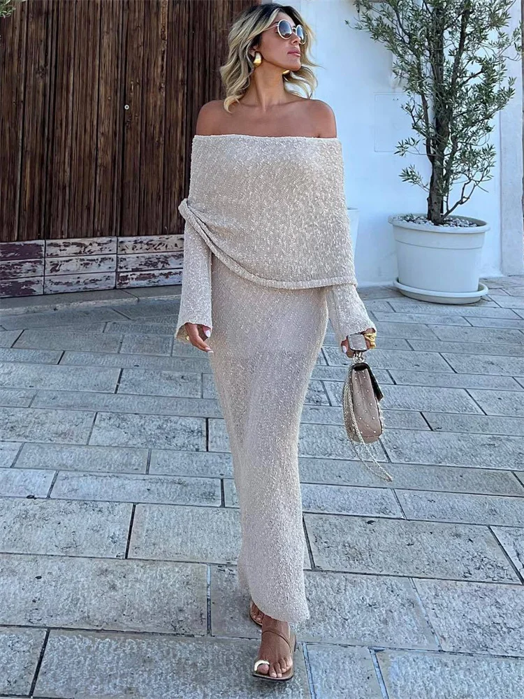 Tossy Plissee Maxi-Kleid