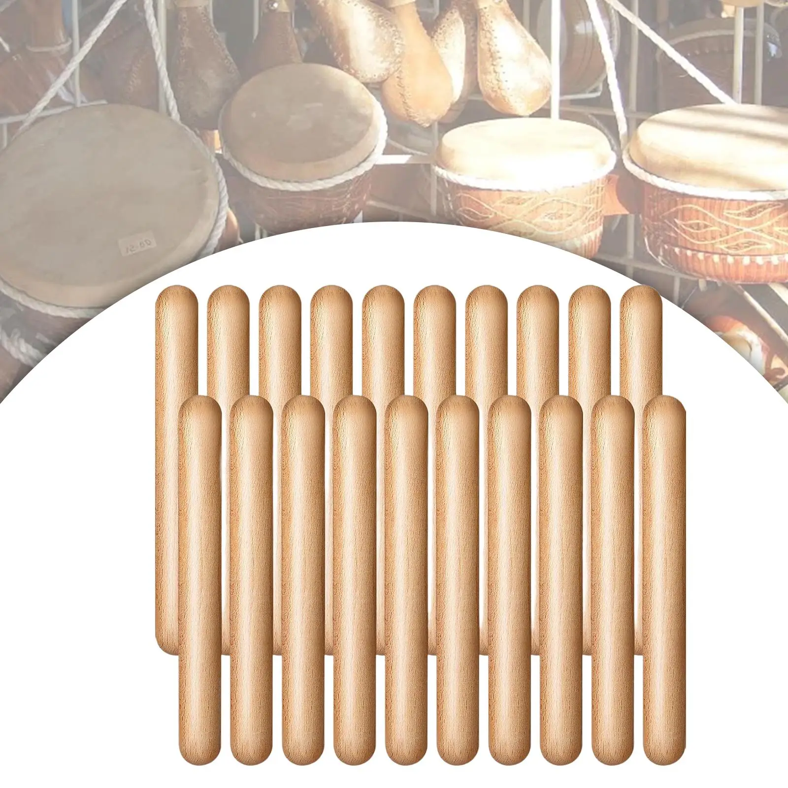 20Pcs Wood Rhythm Sticks Percussion Toy for Professionals Kids Beginners