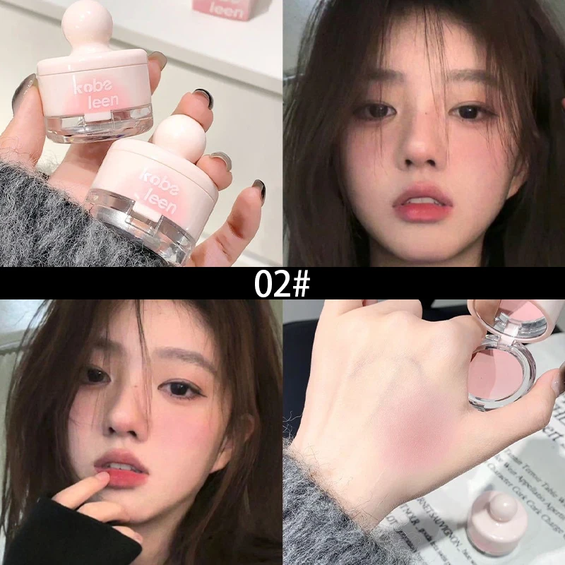 Natural Peach Pink Blusher Cream With Cute Sponge Head Matte Moisturizing Blush Palette Lasting Cheek Tint Korea Makeup Cosmetic 6
