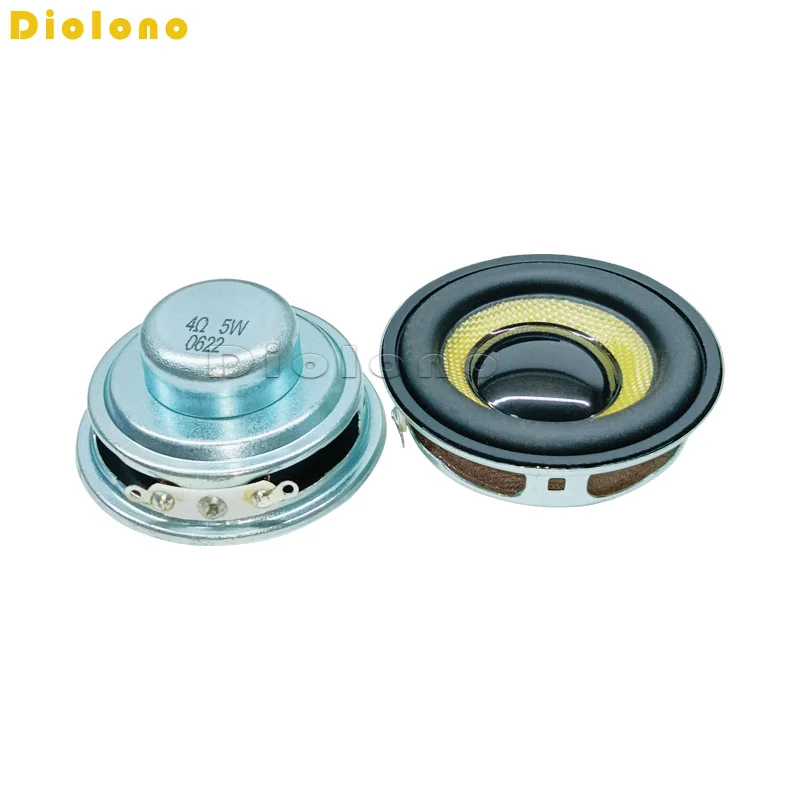 4 Ohms 5W 45mm Round 16 Core Dual Neodymium Magnetic Waterproof Speaker 1.75 inch Yellow Glassfiber Audio Loudspeaker 2pcs audio speakers