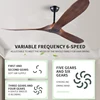 American Style Solid Wood Retro Ceiling Fan, Nordic Living Room, Dining Room, Industrial Variable Frequency 110V Electric Fan 4