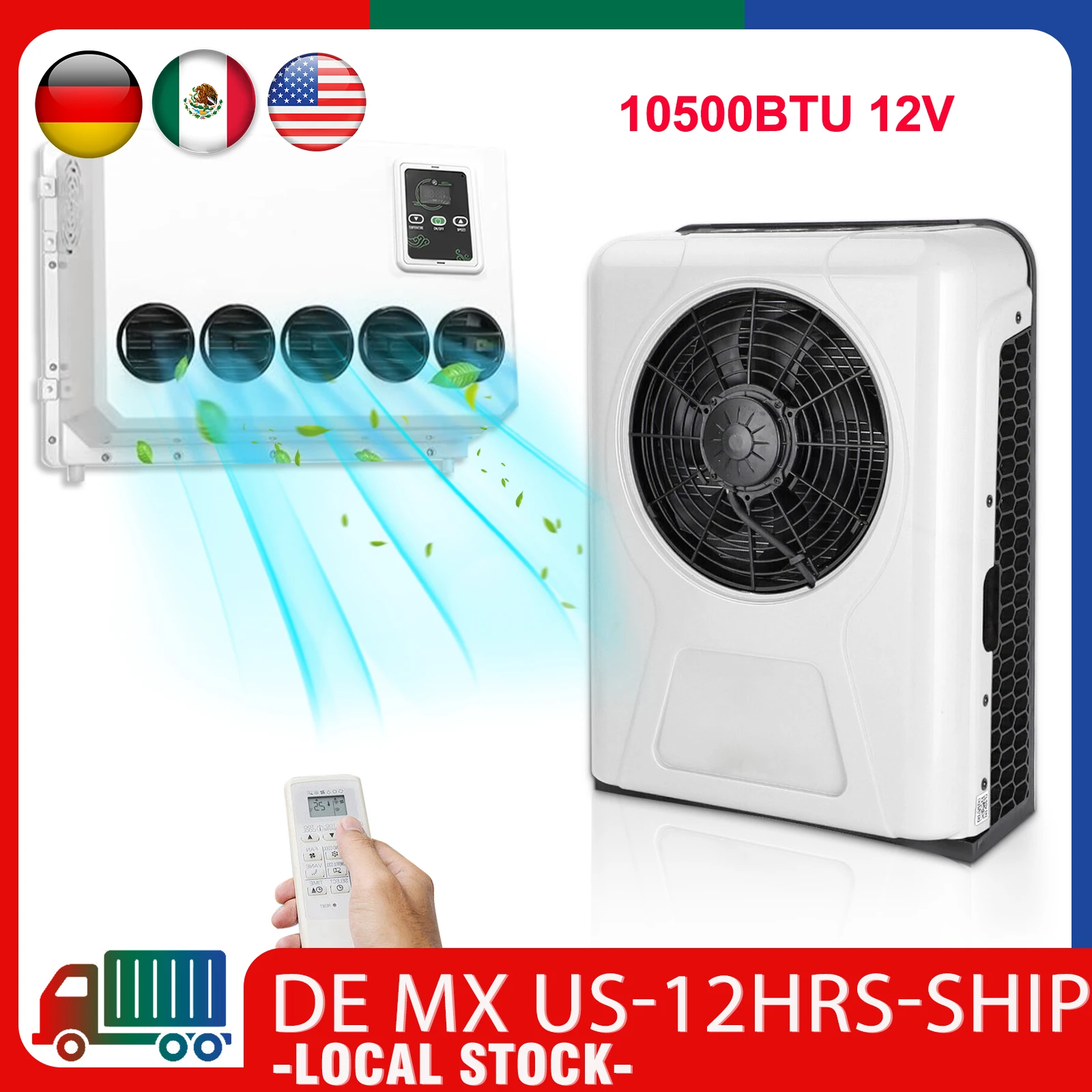 Treeligo 12V 24V 10500btu coche eléctrico aire acondicionado dividido aire acondicionado de estacionamiento para RV camión Tractor Camper Van autocaravana