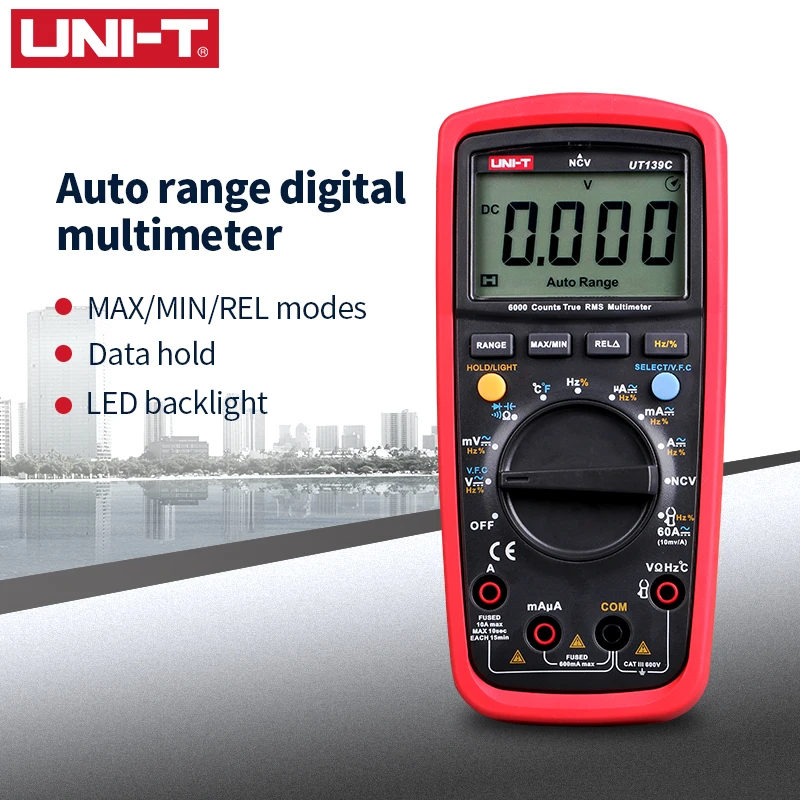 UNI-T UT139C UNIT Digital Multimeter Auto Range True RMS Meter Capacitor Tester Handheld 6000 Count Voltmeter Temperature