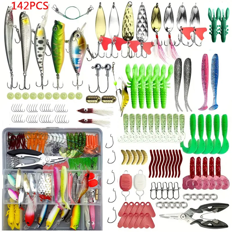 Kit Esche Da Pesca Miste Con Minnow, Popper, Crankbait E Ami - Set Completo Per Acqua Dolce E Salata, Per Trota, Spigola, Salmone - 5