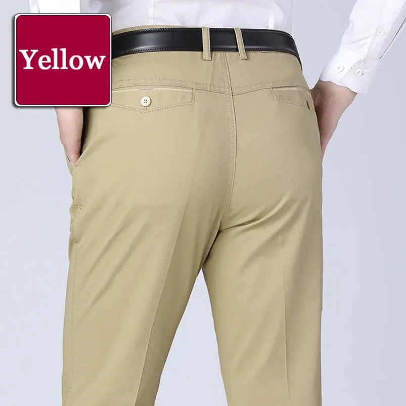 Classic Casual Men Cotton Pants Summer Stretch Comfortable Elastic Straight Trousers cotton work pants men casual pants