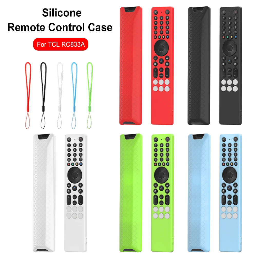 Custodia protettiva in silicone per telecomando TCL RC716/RC833 con design antiscivolo e cordino (rosso
