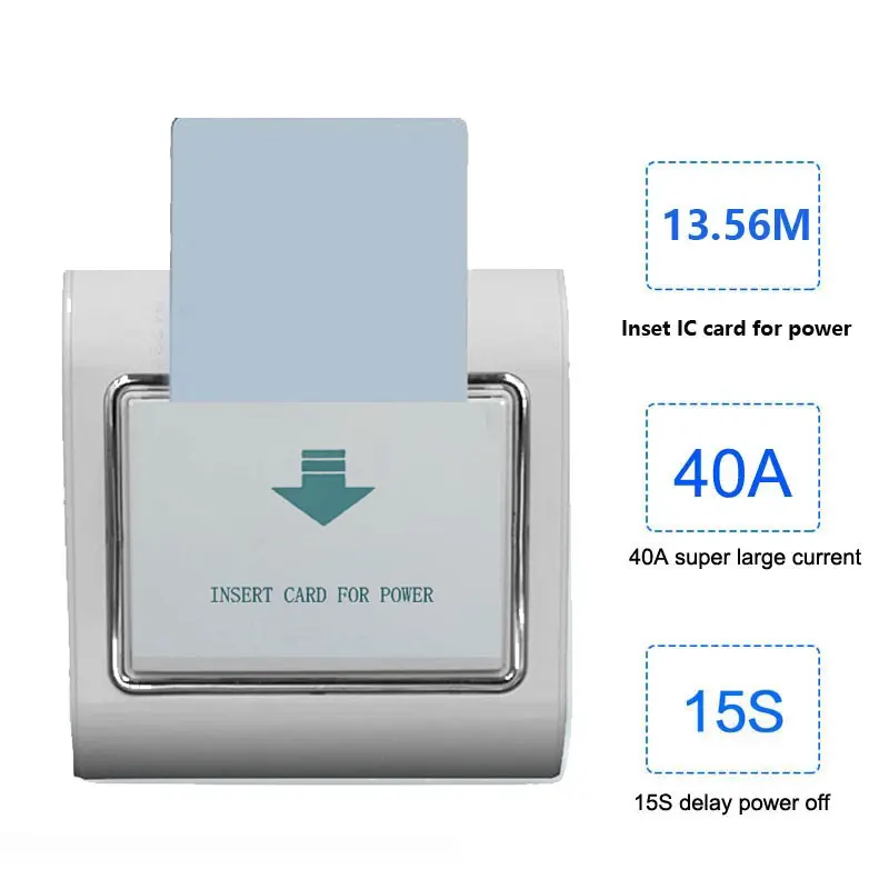 넓은 전압 호텔 에너지 절약 스위치 고주파 13.56M 지원 110V /127V/ 220V 40A IC 카드 전원 끄기 15s 지연