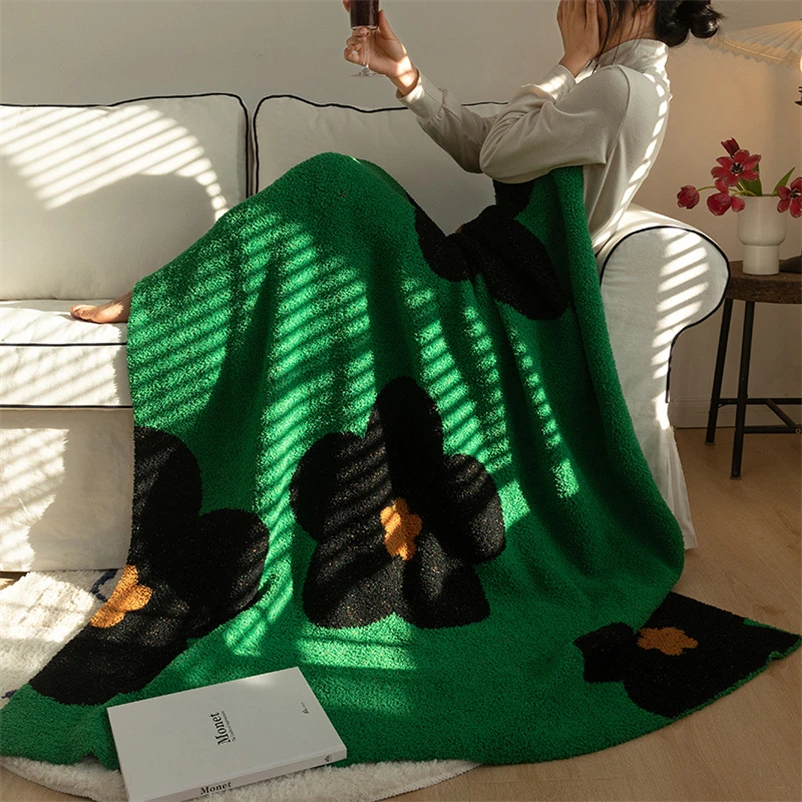 Korean Sunflower Knitted Blanket, Class A, Half-side, Velvet, Soft, Comfortable, Sofa, Office, Nap, Autumn and Winter 3