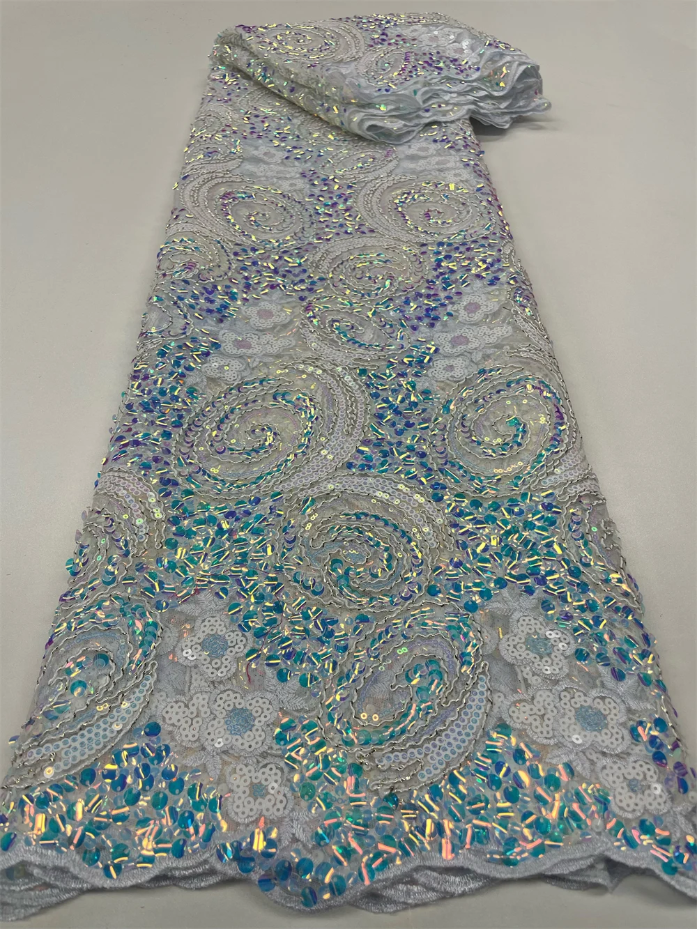 African Nigerian Material Lace Flower Fabric For Wedding With sequin Groom Embroidery French Lace Fabrics QF0801 sequins jacquard lace fabric,lace trim fabric