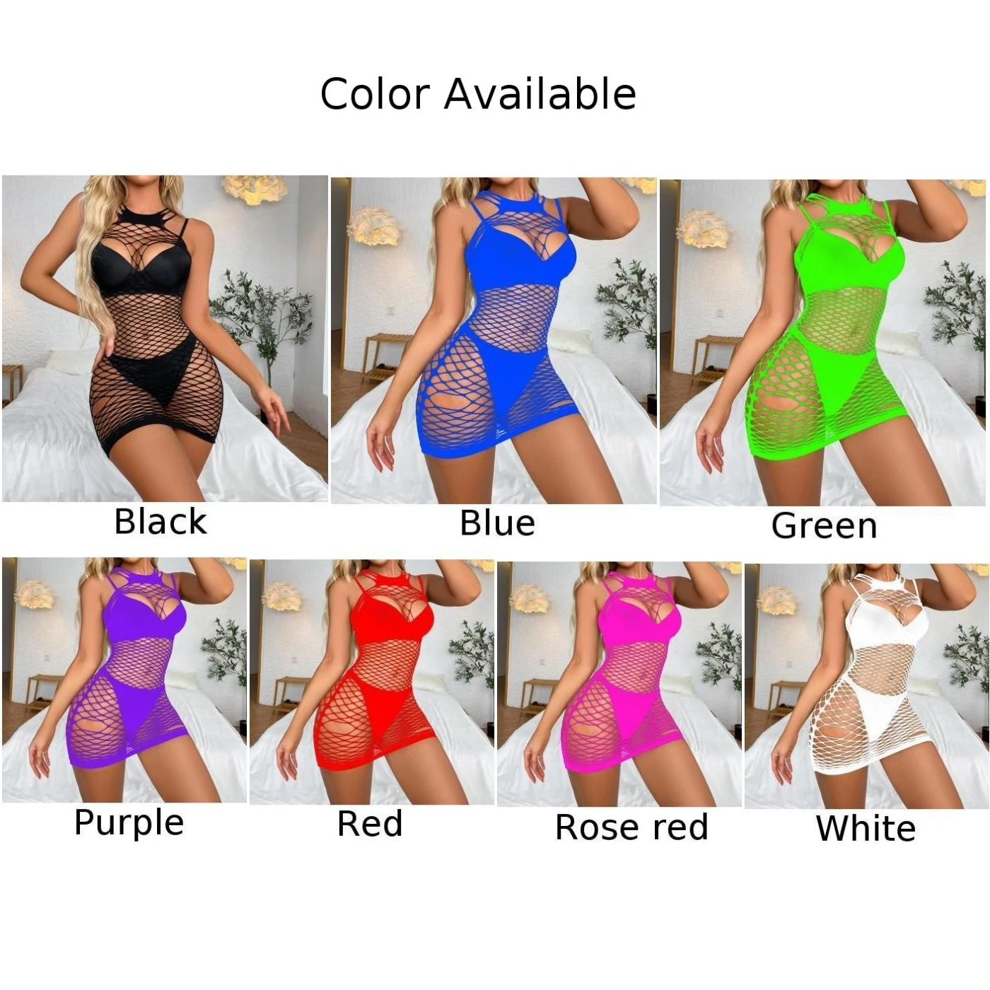 Open Cups Fishnet Bodycon Dress Sexy Women Erotic Lingerie Stretch Hollow Out Short Dress Clubwear Party Suspenders Miniskirt 5