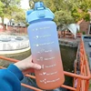 2L Outdoor Large Capacity Sport Water Bottle Creative Plastic Cup Bounce Cover Outdoor Leakproof Straw Cup with Time Marker 4