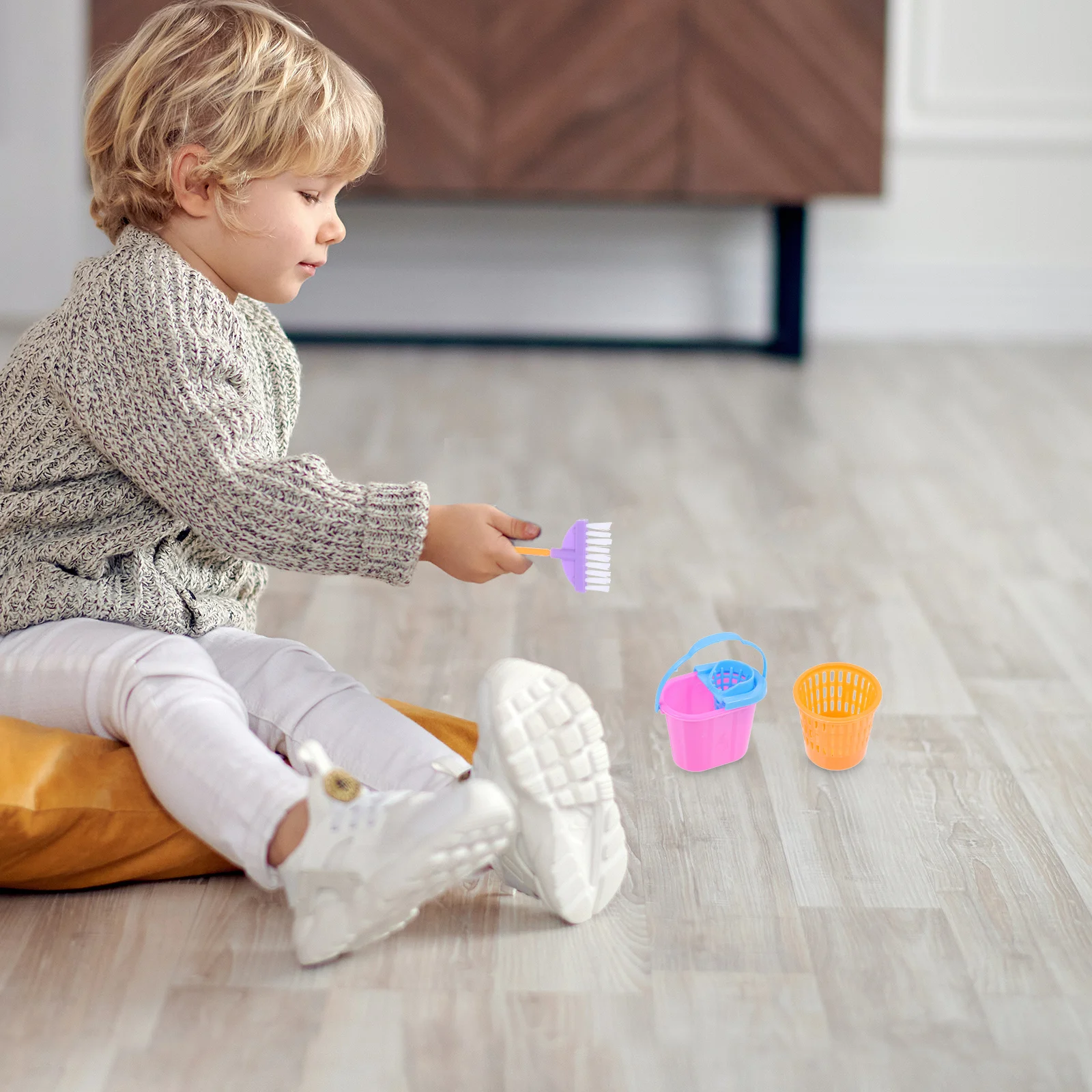 9 PCS Simulation Sanitary Ware Toys Child Cleaning Mini Vacuum Cleaner House Equipment Playthings Mops Puzzle Imitation 4