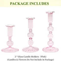 Elegant 4 - Piece Candle Holder Set for Modern Decor and Events (B - 3PCS Pink)