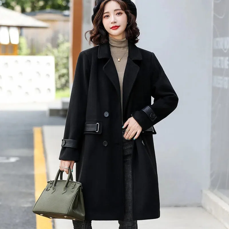 

[No pilling] Woolen Jacket Autumn and Winter 2022 New Fashion Western Style Cotton Thickening High-End Women's Mid-Length Coat