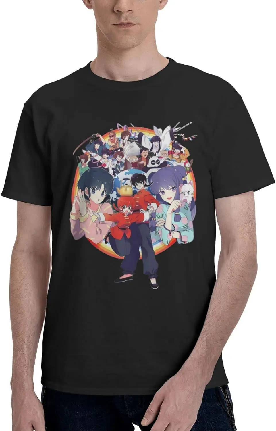 

Ranma ½ Anime T Shirts Mens Summer Casual Fashion Loose Cotton Crew Neck Short Sleeves Shirt Sports T Shirt