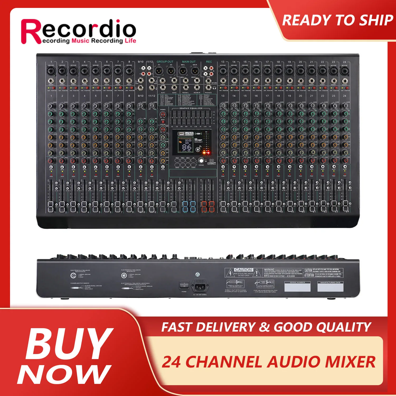 

GAX-FC24 XLR Microphone Jack Professional Mixer For Karaoke Studio Streaming Recording High Performance Audio Disco Music Dj