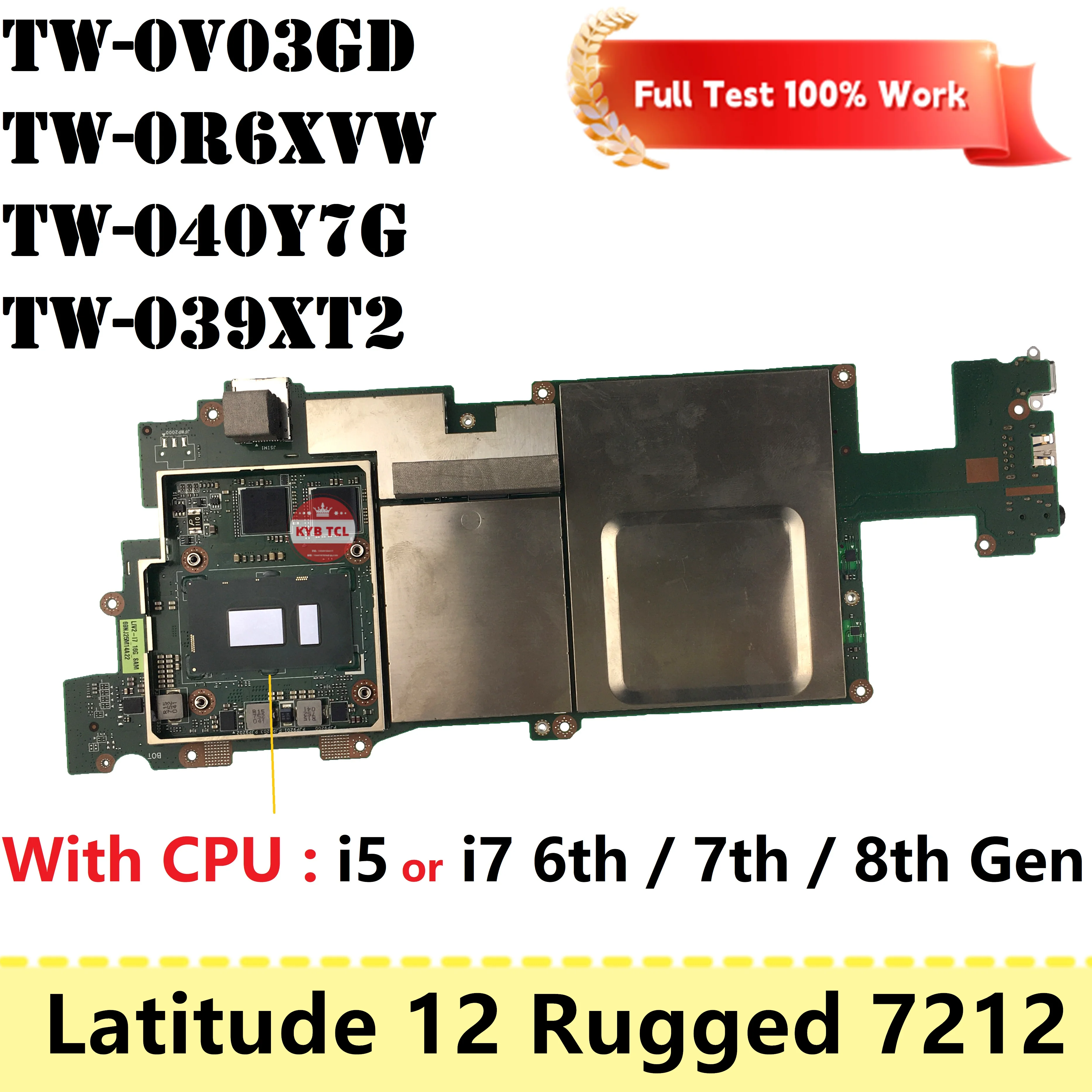 

Mainboard 039XT2 For Dell Latitude 12 Rugged 7212 Laptop Motherboard TW-0V03GD 0V03GD TW-040Y7G 040Y7G TW-0R6XVW 0R6XVW Notebook