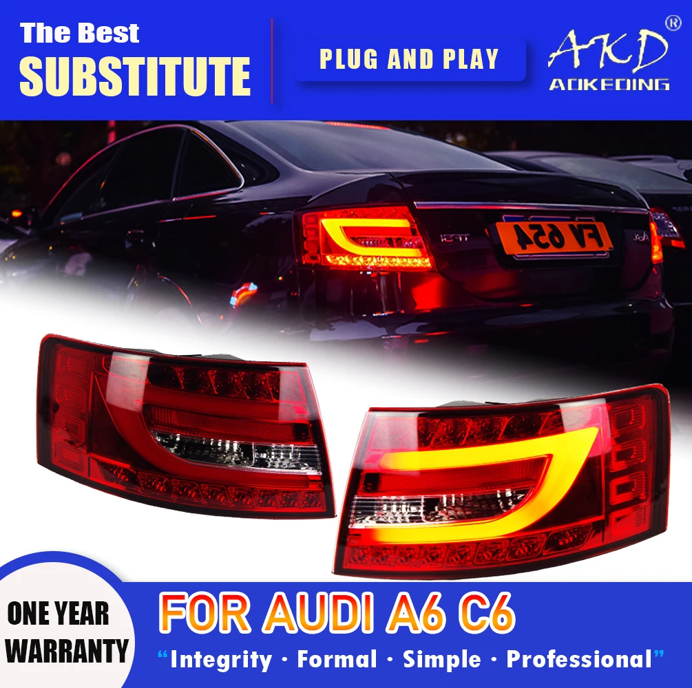 

Задняя фара AKD для Audi A6 C6 светодиодный Tail 2005-2008 A6L, задний противотуманный сигнал поворота, автомобильные аксессуары