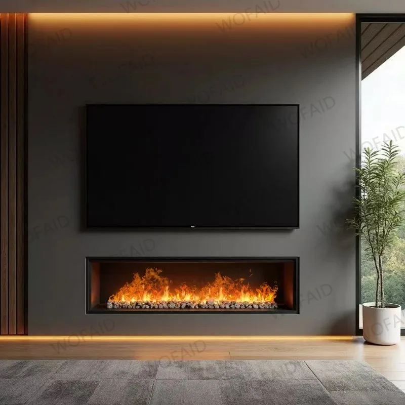 เตาผิงไฟฟ้าแบบไอน้ำ 3 มิติ ควบคุมผ่านแอป/รีโมท ปรับแต่งได้ ตกแต่งภายในบ้าน ปลอดภัย ระดับไฮเอนด์ 1