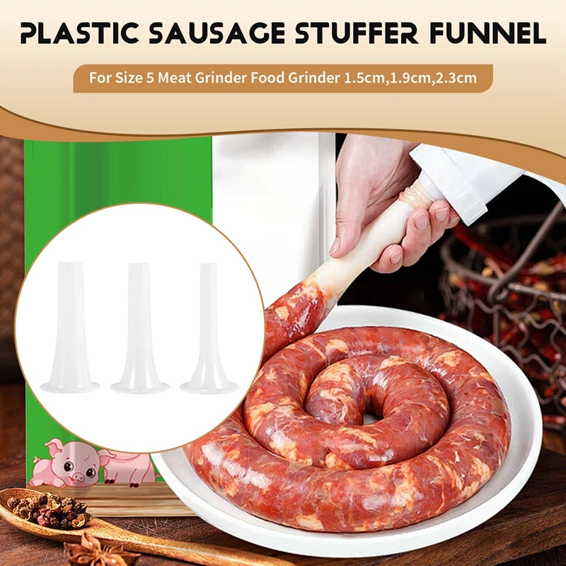 Trend 9Pcs Plastic Sausage Stuffer Tubes Funnels Sausage Filling Tool For Size 5 Meat Grinder Food Grinder 1.5Cm,1.9Cm,2.3C