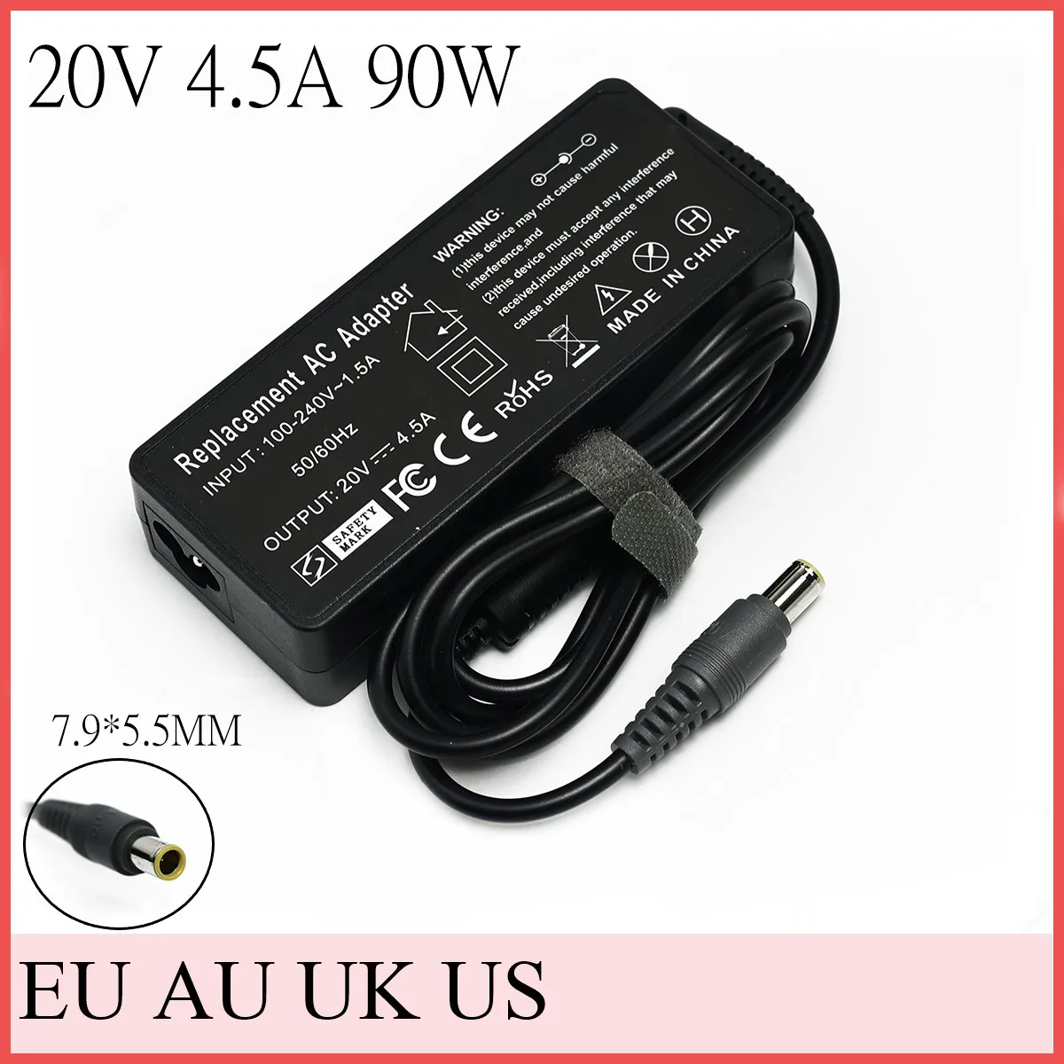 

20V 4.5A 90W 7.9*5.5mm 8 Pin AC Laptop Adapter For Lenovo T6 R6 Z6 X6 X200 X300 3000 C100 T60 E125 E430 E530 E4 Notebook Charger