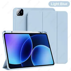 Silicone Tablet Case with Pencil Holder and Trifold Stand, Auto Sleep/Wake Feature (Light Blue)