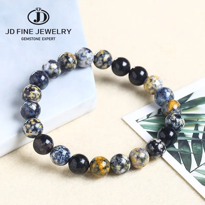 Jd Natural Blue Ocean Jasper Stone Strand Bracciali Uomo Donna 6 8 10Mm Fascino Colorato Yoga Guarigione Braccialetti Moda Regalo Fatto A Mano