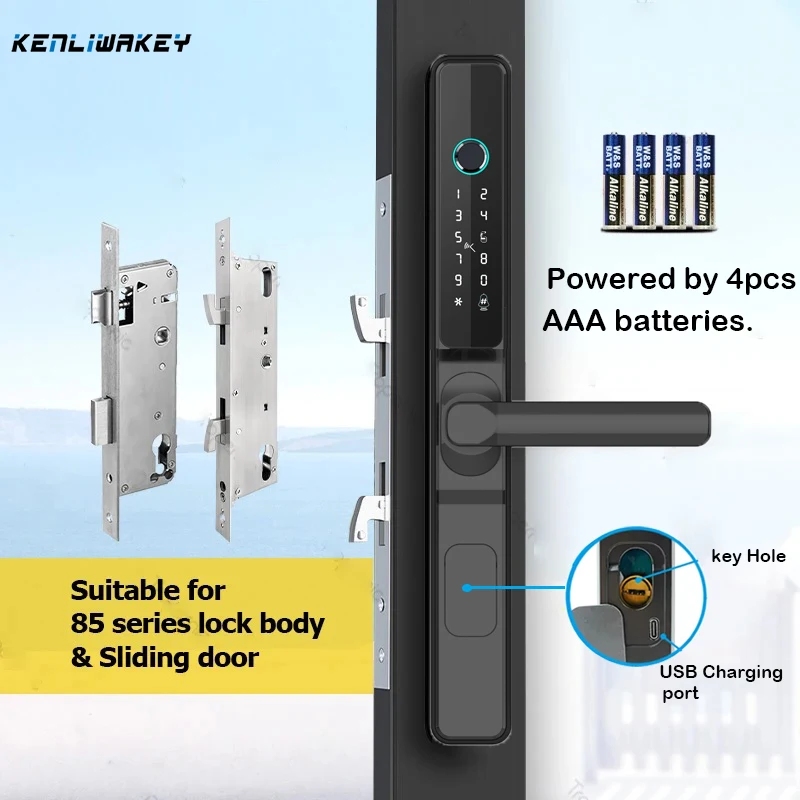 

Водонепроницаемый уличный смарт-замок Tuya с Wi-Fi, электронный замок с Wi-Fi и сканером отпечатков пальцев, с Биометрическим кодом IC-карты, для алюминиевого раздвижного стекла