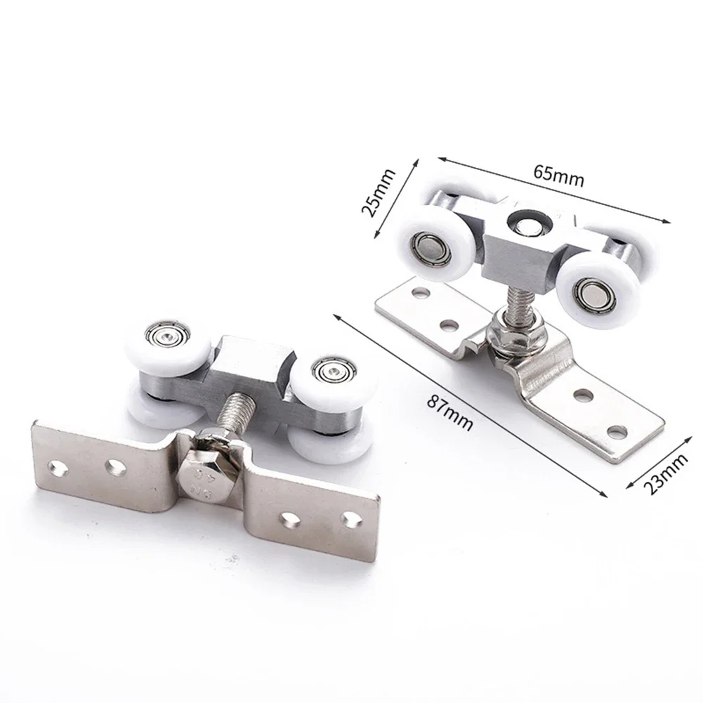 Description Picture 4 of item1 Pair Door Pulley Track Rail Hanging Pulley Glass Door Guide Mute Push And Pull Stainless Steel Wheel Sliding Door Pulley