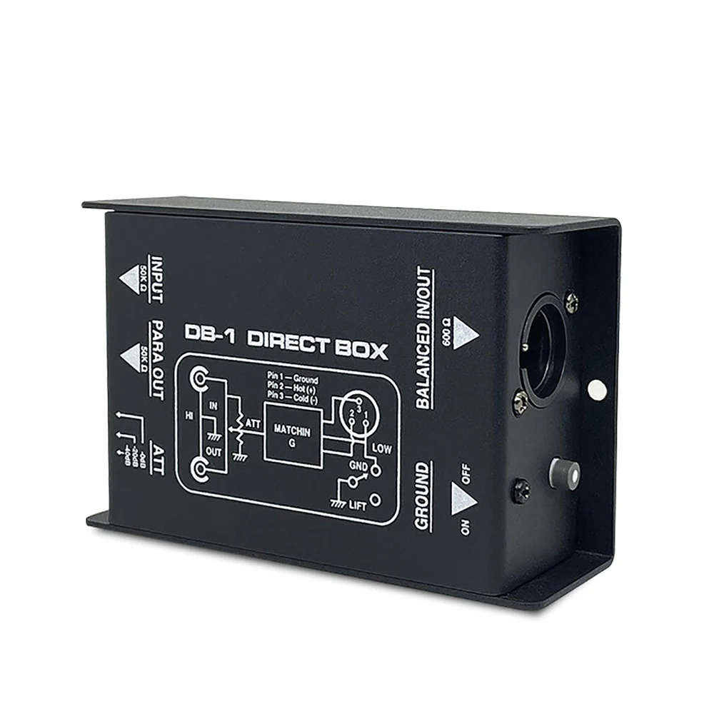 Passive Audio DI Box Low Noise Single Channel Balanced Unbalanced Signal Isolato
