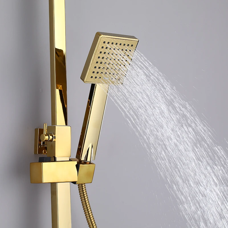 シャワー水栓,蛇口,バスルーム用の金色の真ちゅう製シャワーセット