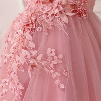 Robes d'été pour bébés filles, robe de princesse tendance en Tulle à volants, sans manches, à fleurs, pour anniversaire, robe de mariée 4