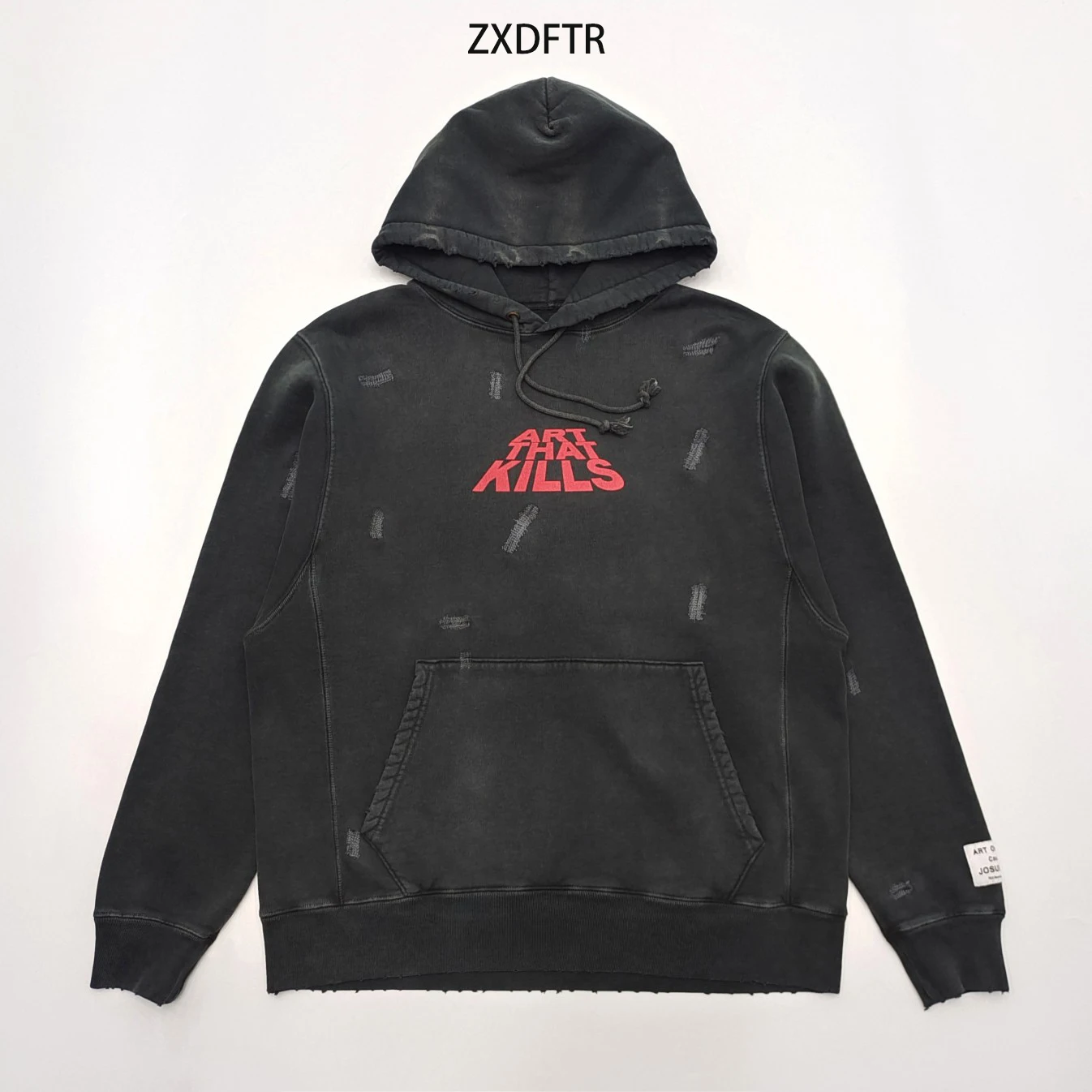 

ZXDFTR GD 24FW Fall Winter Men's Vintage Washed Faded Patch Printed Hoodie