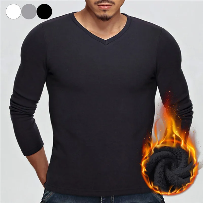 Ropa interior térmica de invierno para hombre, Tops informales de Color ...