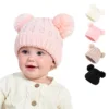 Autumn Winter Baby Hat for Girls Beanie Bonnet Kids Cute Pompoms Knit Hats Solid Newborn Accessories Warmer Stuff Toddler Cap 1