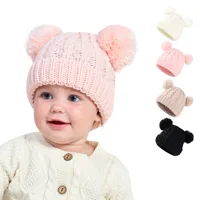 Autumn Winter Baby Hat for Girls Beanie Bonnet Kids Cute Pompoms Knit Hats Solid Newborn Accessories Warmer Stuff Toddler Cap 1