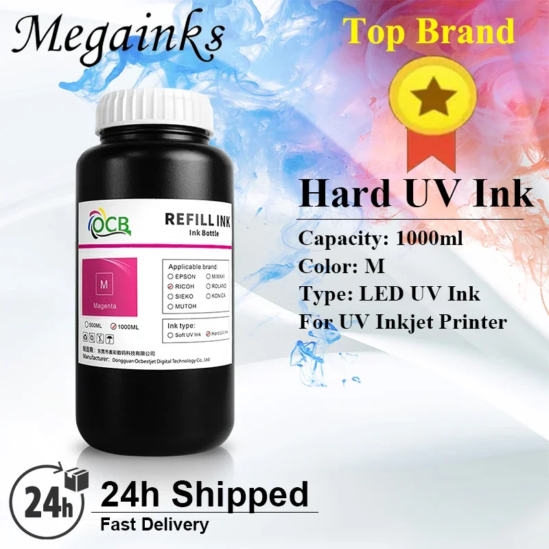 OCB GH2220 LED UV Ink 1000ML GH 2220 UV Curing Ink For Ricoh GH 2220 Printhead for Ricoh Printer Hard or Soft K C M Y White
